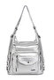 Barcelona Multi-Pocket Daily Adjustable Strap Large Size Women's Shoulder and Backpack Platinum