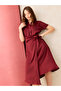 Maroon Wrap Front Shirt Midi Dress - 6