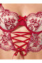 Embroidery Lace Patchwork Mesh Tie Front Wired Bra with Thong Set - 3