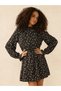 Black High Neck Ditsy Mini Dress - 4
