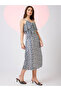 Leopard Printed V-Neck Strappy Midi Dress - 2