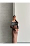 Women's Sequin Madonna Collar Velvet Midi Length Stylish New Year's Eve Evening Dress - 6