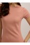 Peach Crew Neck Bodycon Midi Dress - 2