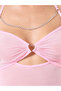 Solid Metal Chain and Cut Out Detail Mesh Cami Dress with Thong Set - 3