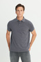 Men's Anthracite Cotton Slim Fit Slim Fit Polo Neck T-Shirt
