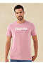 Men Slim Fit Crew Neck Short Sleeves Barcelona Varsity Print T-shirt
