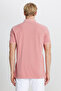 Men's Dusty Rose 100% Cotton Slim Fit Slim Fit Polo Neck T-Shirt - 5