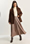 Women's Brown Plaid Patterned Long Skirt De251112 60283838 - 3