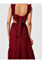 Burgundy Textured Strappy Midi Dress - 5