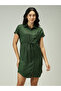 Olive Shirt Dress with Elasticated Waist