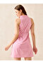 Pink Wrap Front Cotton Mini Dress - 4