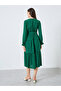 Emerald Green Swiss Dots Detail Midi Dress - 5
