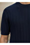 Men Regular Fit Crew Neck Short Sleeve Knit Textured T-shirt - 4