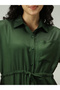 Olive Shirt Dress with Elasticated Waist - 5