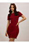 Maroon Ribbed Bodycon Mini Dress - 3