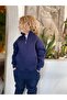 Boys / Girls Mock Neck Sweatshirt Kangaroo Pocket 3 Thread Ş Fleece-Lined Navy Blue - 2