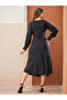 Black Polka Dot Print Long Sleeve Midi Dress - 2