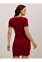 Maroon Ribbed Bodycon Mini Dress - 5