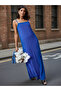 Blue Textured Strappy Maxi Dress
