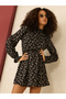 Black High Neck Ditsy Mini Dress - 2