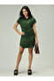 Olive Shirt Dress with Elasticated Waist - 4