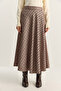 Women's Brown Plaid Patterned Long Skirt De251112 60283838 - 6