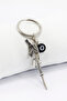 Men's Keychain Metal Keychain with Black Glass Evil Eye Bead, Gift Bag Ornament