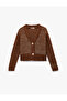 X Melis Ağazat - Long Sleeve V-Neck Sequin Glitter Knit Crop Cardigan - 3