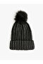 Artificial Plush Detailed Stone Knitwear Beanie
