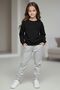 Girl's Vibes Printed Crew Neck Tracksuit Set – Black & Grey - 5