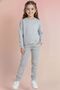 Girl's Heart Printed Crew Neck Tracksuit Set – Black & Grey - 2