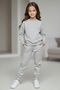 Girl's Heart Printed Crew Neck Tracksuit Set – Black & Grey - 5