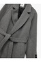 Long Sleeve Belted Pocketed Double-Breasted Long Cashmere Coat - 6