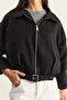 Women's Black Oversize Buckle-Lined Suede Bomber Jacket 2789 60281130 - 7
