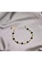 Gold Color Black Detailed Chain Foot Anklet - 2