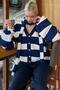 Navy Blue Striped Scarf Women's Knitwear Cardigan Sh331 - 4