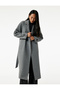 Long Sleeve Belted Pocketed Double-Breasted Long Cashmere Coat - 2