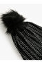 Artificial Plush Detailed Stone Knitwear Beanie - 3