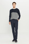 Men's Navy Blue Slim Fit Slim Fit Tie-Waist Casual Stretch Trousers with Side Pockets - 3