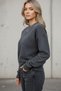 Women's Smoked Crew Neck Stone Washed Cotton Relaxed Fit Sweatshirt - Women's Sweatshirt - 4