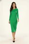Half High Neck Bodycon Long Sleeve Corded Fabric Ribbed Knit Mini Length Dress-Green - 2