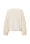 Women's Ecru V-Neck Oversized Knitwear Sweater, Knitwear Sweater Fmoda1970 - 6
