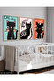 Cute Black Cats 3 Piece Wooden Framed Painting Act
