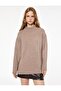 Long Sleeve Mock Neck Slit Detailed Oversized Knitwear Tunic (Aw 25) - 3