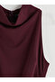 Lcw Vision Plum Draped Neckline Gathered Crepe Dress - 6