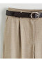 Beige wide leg women's trousers with belt from plus-store - 6