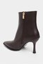Marma Brown Matte Zipper Detail Pointed Toe Women's Heeled Boots - 7