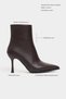 Marma Brown Matte Zipper Detail Pointed Toe Women's Heeled Boots - 2