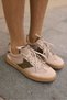 Cori̇a Women's Beige Green Ga Paneled Leather Lace-Up Sneaker - 2