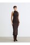 Özmarka New Season Flowy Neckline Gathered Crepe Dress